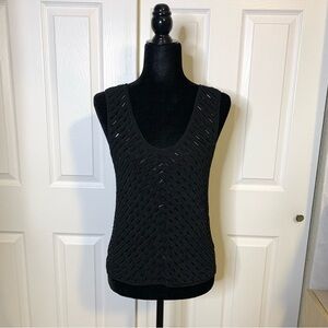 Vera Cristina Black Knit Beaded Tank Top